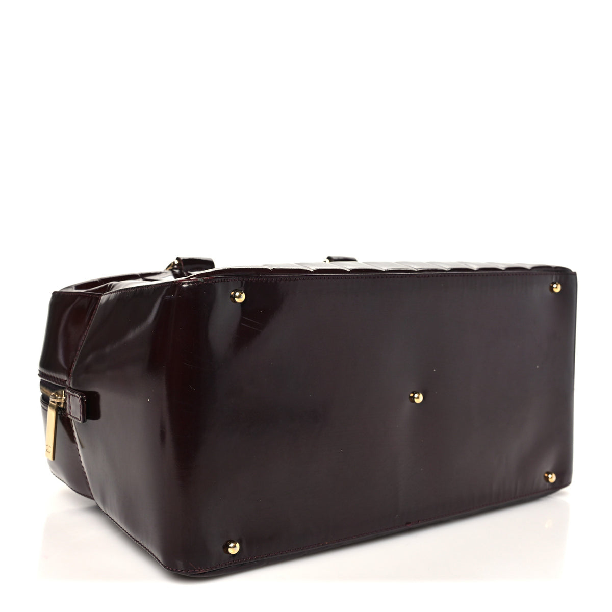 Chanel Patent Quilted Chocolate Bar Bowler Burgundy 4 of 13