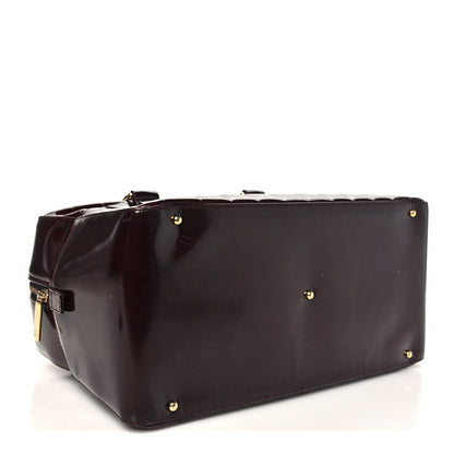 Chanel Patent Quilted Chocolate Bar Bowler Burgundy 4 of 13