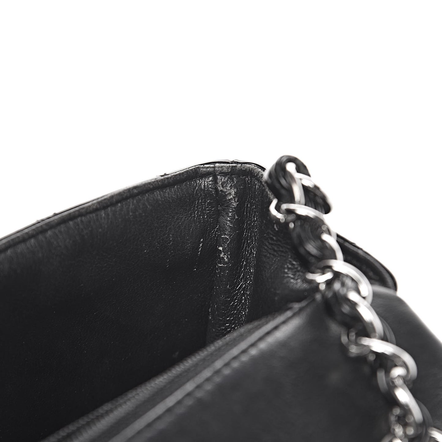 Patent Calfskin Quilted Mini Rectangular Flap Black