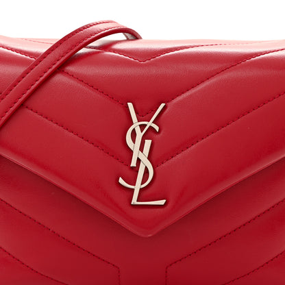 Saint Laurent Calfskin Y Quilted Monogram Toy Loulou Crossbody Bag Rouge 8 of 13