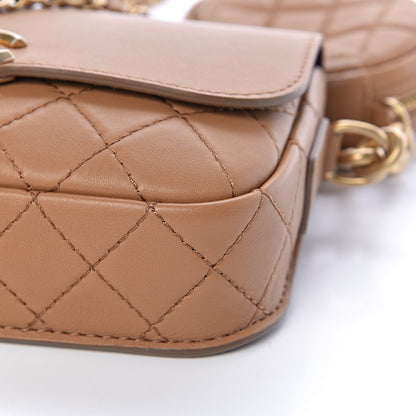 Chanel Calfskin Quilted Flap And Coin Purse Light Brown 10 of 12