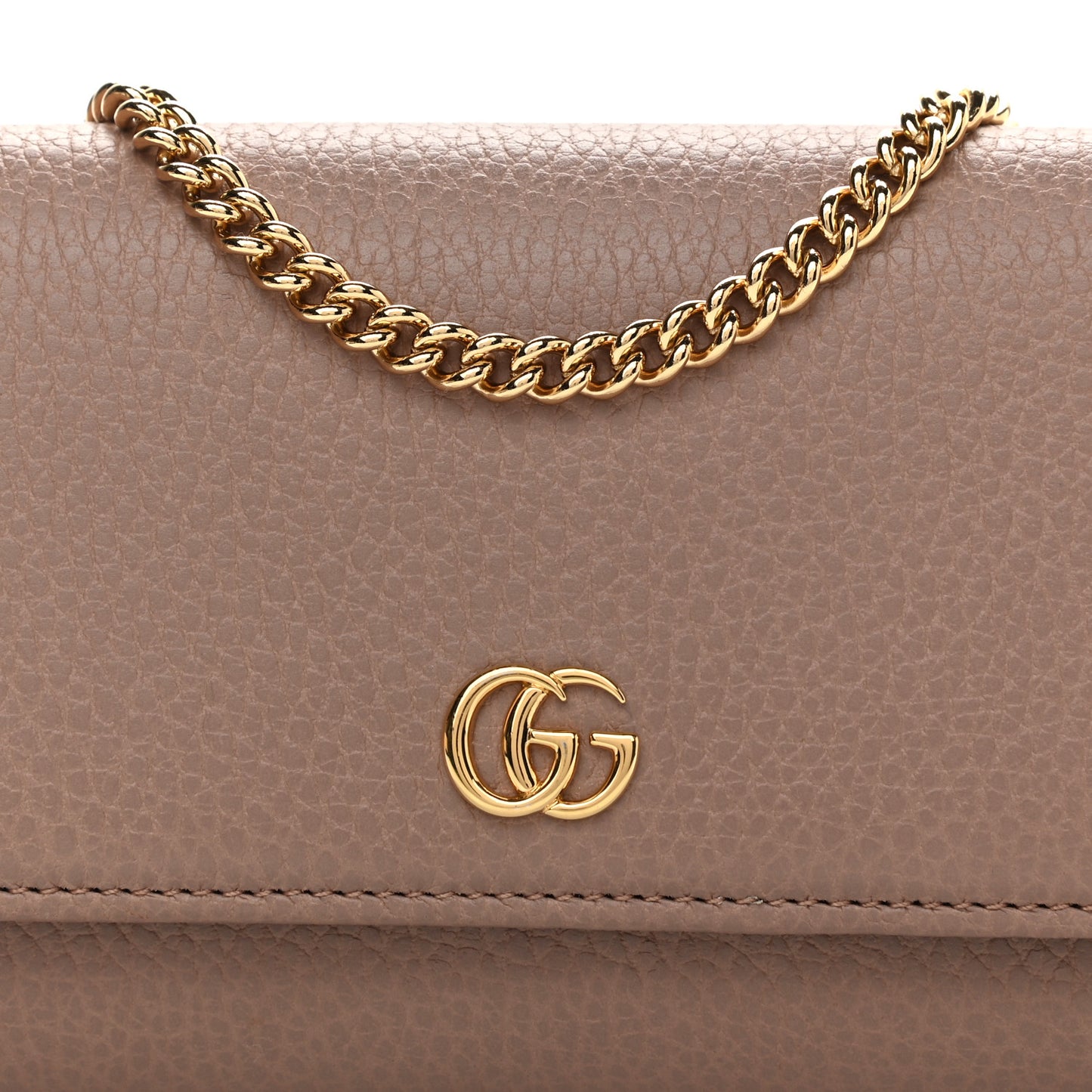 Dollar Calfskin Petite GG Marmont Wallet Chain Bag Porcelain Rose