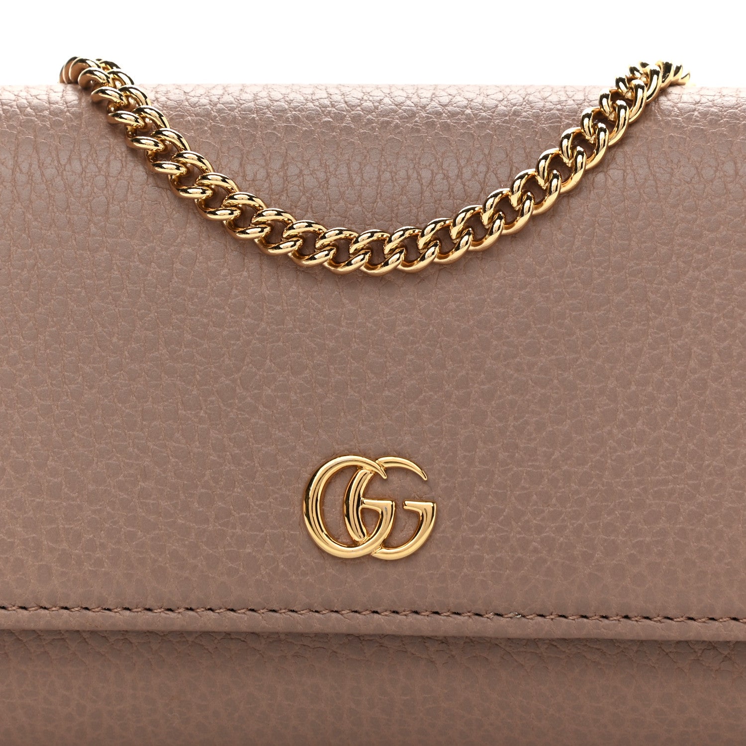 Gucci Dollar Calfskin Petite GG Marmont Wallet Chain Bag Porcelain Rose 8 of 12