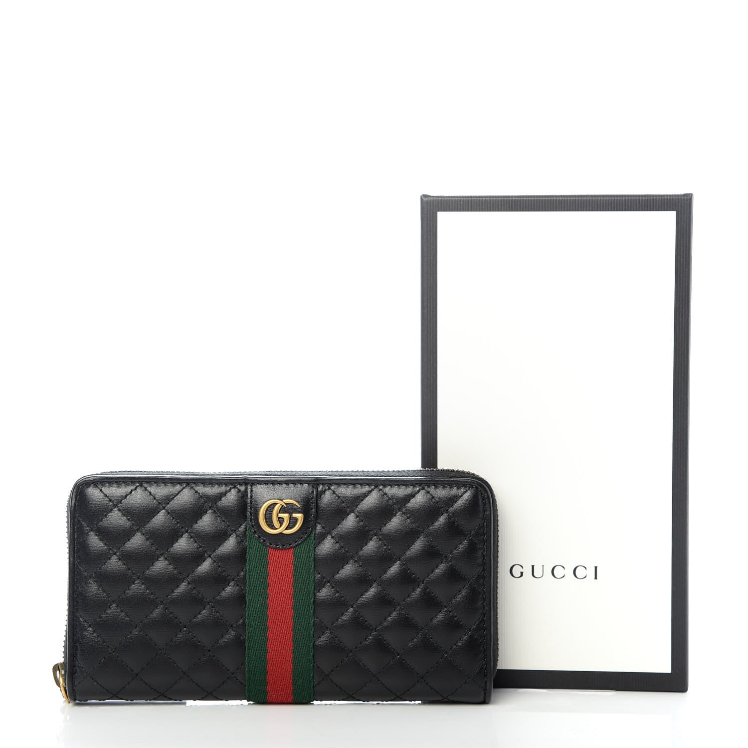 Gucci Calfskin Web Trapuntata GG Zip Around Wallet Black 8 of 8