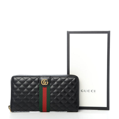 Gucci Calfskin Web Trapuntata GG Zip Around Wallet Black 8 of 8