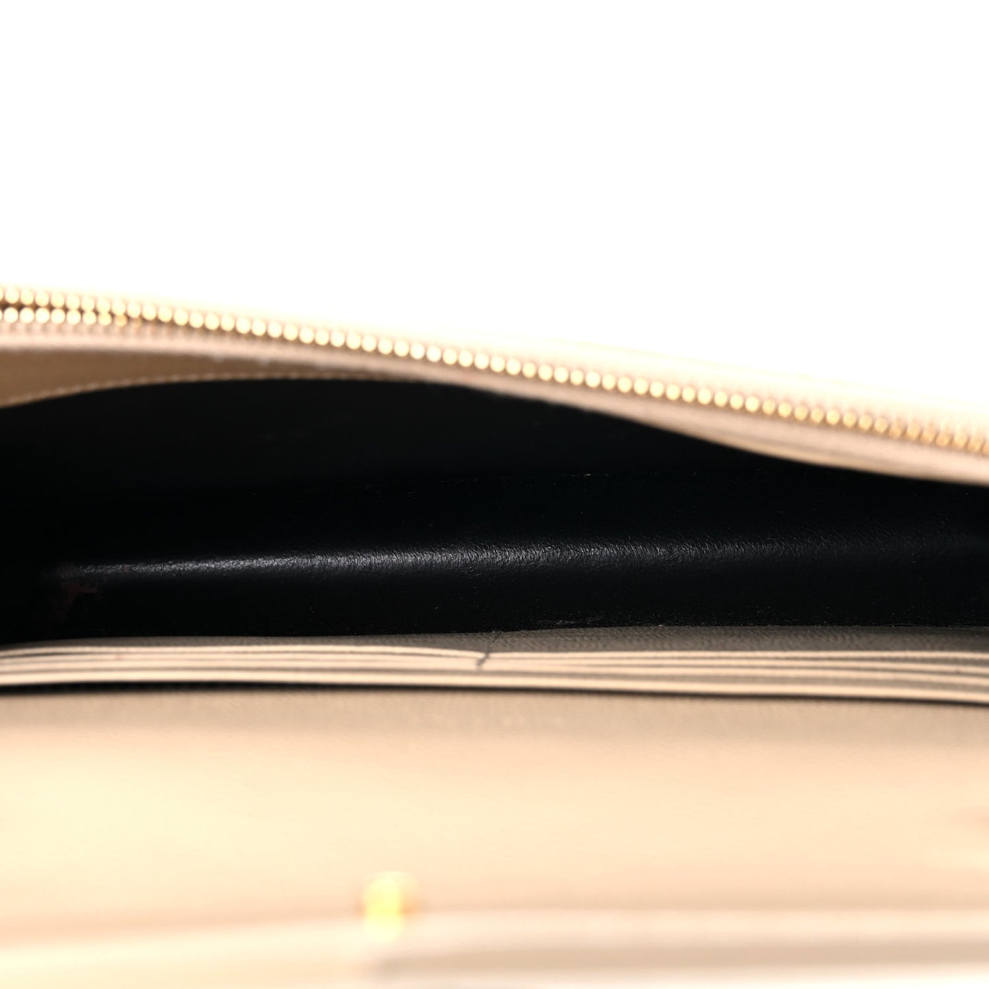 Grain De Poudre Matelasse Chevron Monogram Envelope Chain Wallet Dark Beige