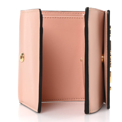 Fendi Vitello Kyoto Metal Fendi Roma Logo Micro Trifold Wallet with Chain Light Rose 5 of 7