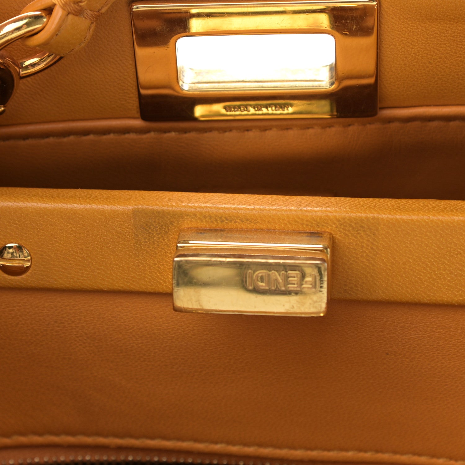 Fendi Nappa Mini Peekaboo Iconic Satchel Giallo Syrup 21 of 21