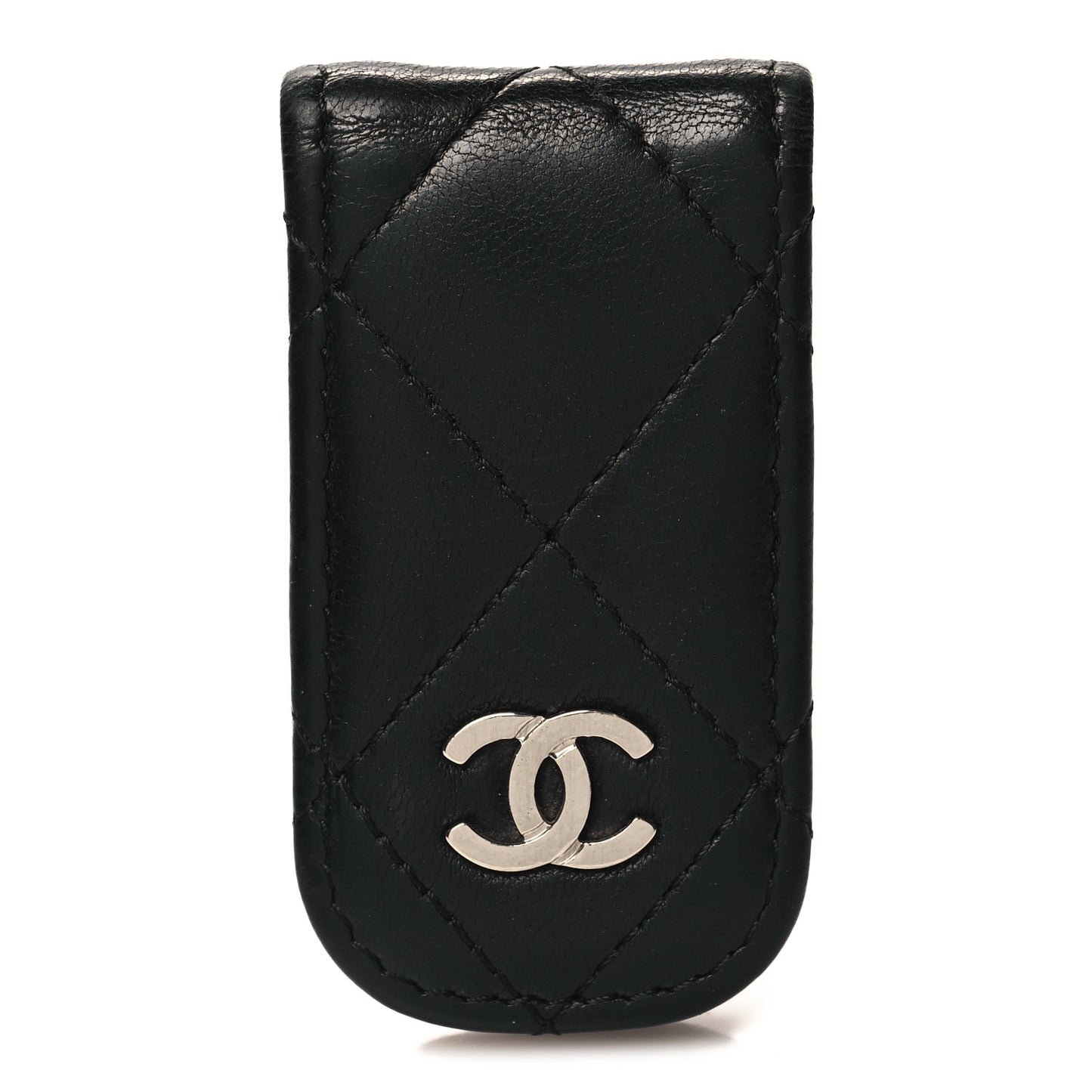 Lambskin Quilted Money Clip Black