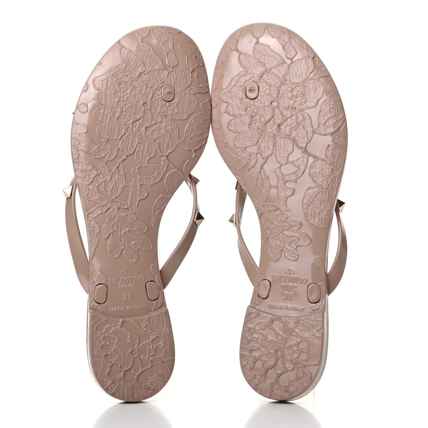 Valentino Garavani PVC Jelly Rockstud Bow Thong Sandals 38 Poudre 5 of 7