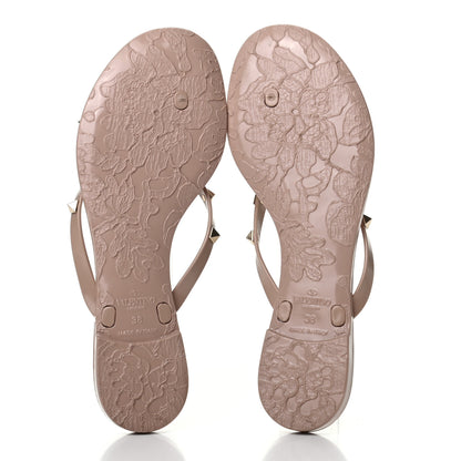 Valentino Garavani PVC Jelly Rockstud Bow Thong Sandals 38 Poudre 5 of 7