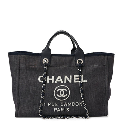 Chanel Canvas Large Deauville Tote Dark Blue 1 of 14