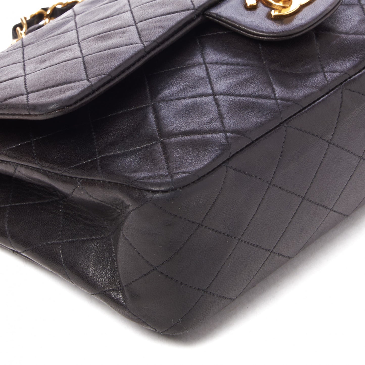 Lambskin Quilted Medium Double Flap Black