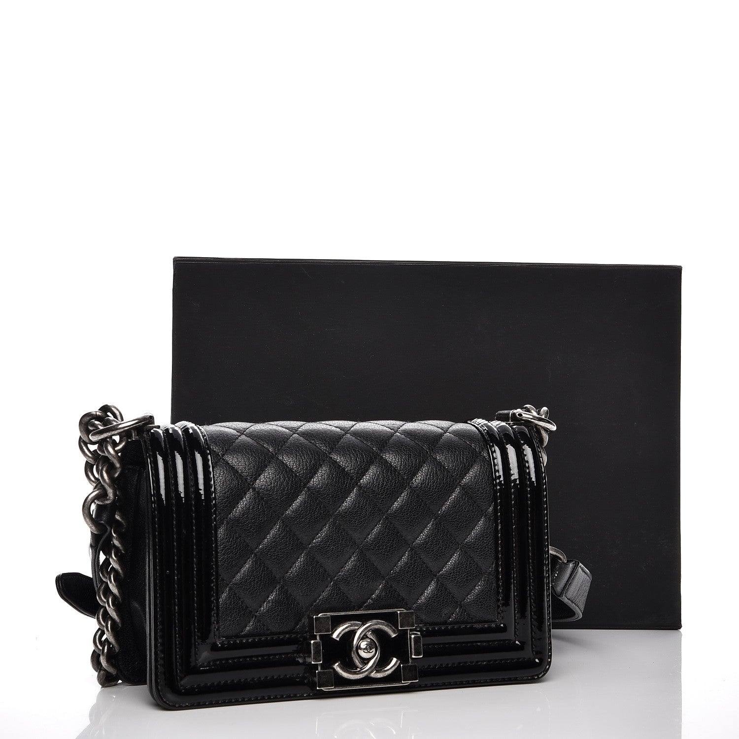 Chanel Goatskin Quilted Patent Small Duo Boy Flap Black 11 of 11
