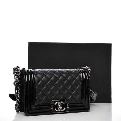 Chanel Goatskin Quilted Patent Small Duo Boy Flap Black 11 of 11