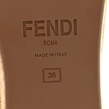 Fendi Raffia FF Embroidered Roma Ankle Wrap Espadrille Wedges 35 Natural 7 of 10