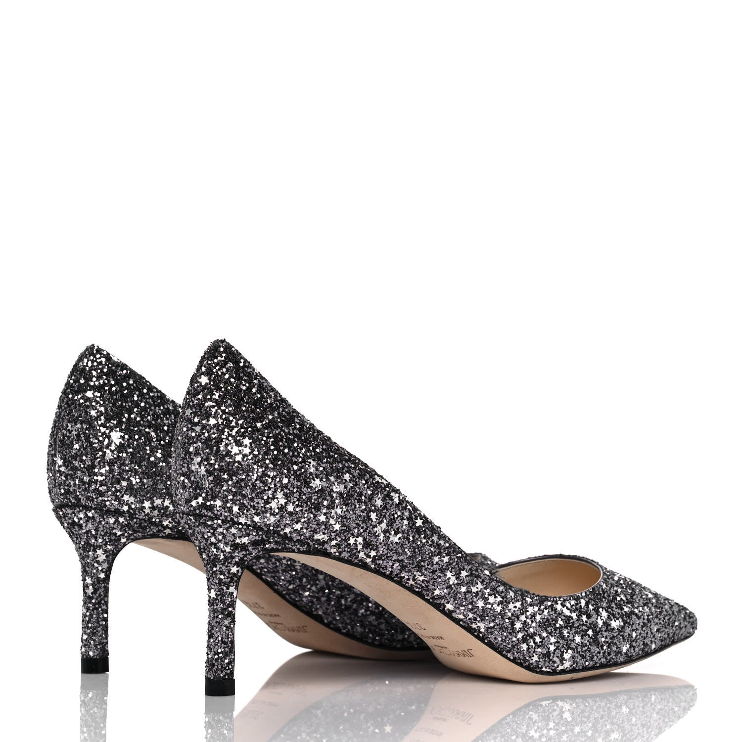 Jimmy Choo Coarse Glitter Pointy Toe Romy 40 Pumps 37.5 Black 4 of 7