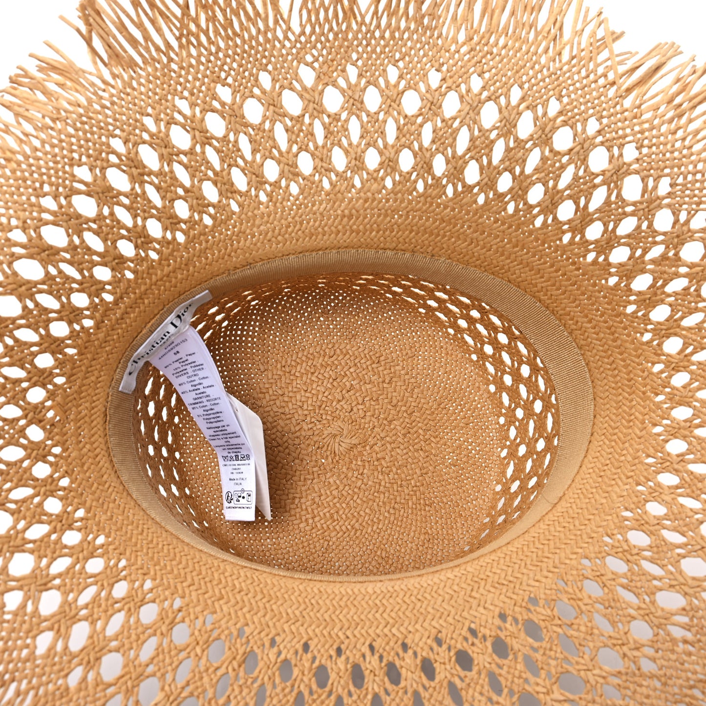 Straw Embroidered Bob Naughtily Large Brim Hat 58 Blue Multicolor