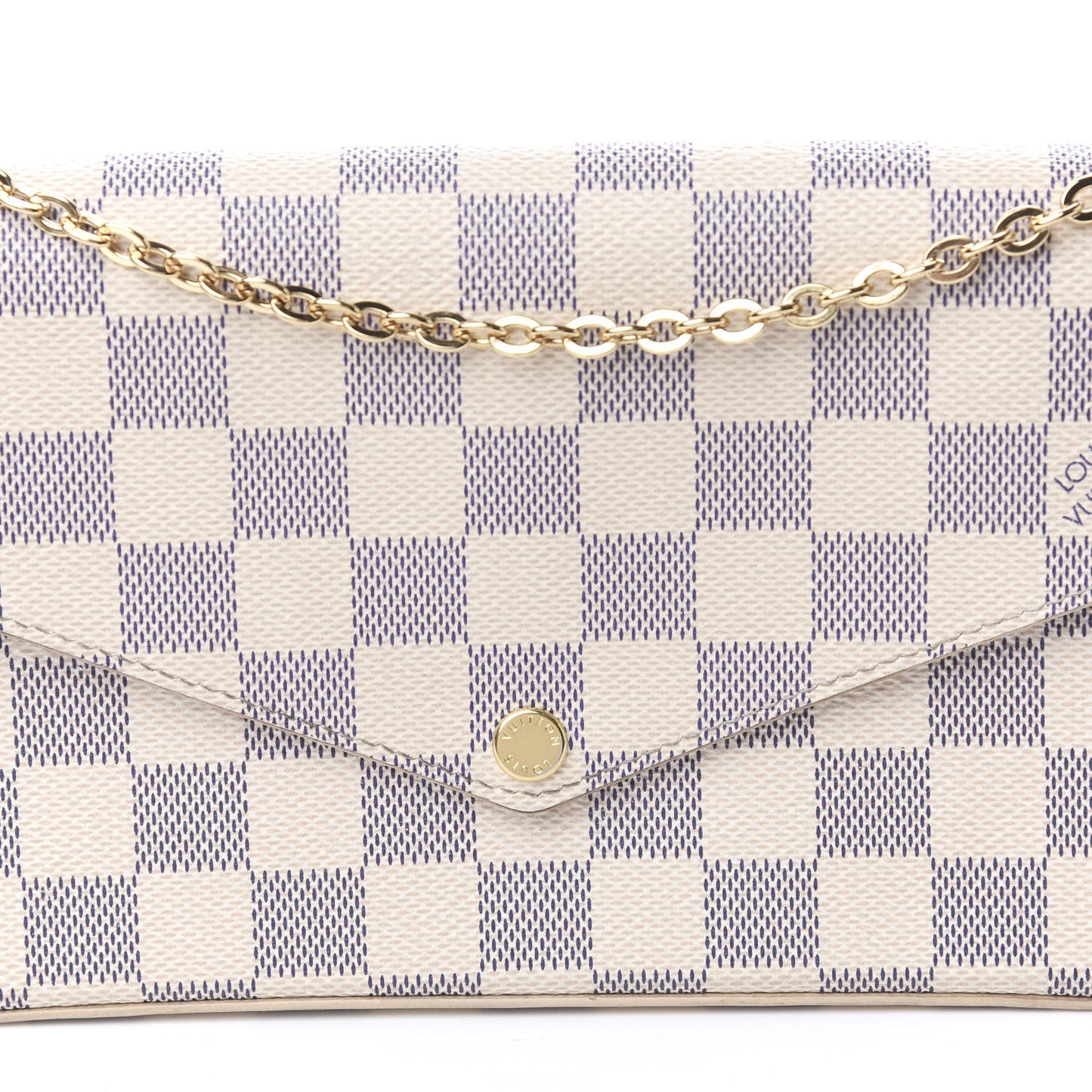 Damier Azur Pochette Felicie Chain Wallet Rose Ballerine