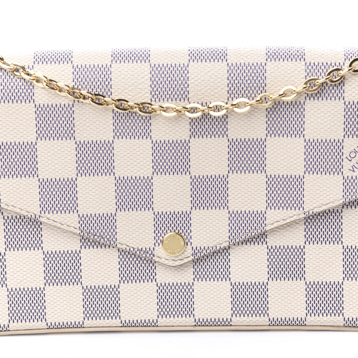 Louis Vuitton Damier Azur Pochette Felicie Chain Wallet Rose Ballerine 15 of 18