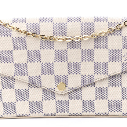 Louis Vuitton Damier Azur Pochette Felicie Chain Wallet Rose Ballerine 15 of 18