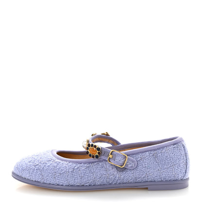 Chanel Wool Tweed Patent Mary Jane Flats 37.5 Lilac 1 of 11