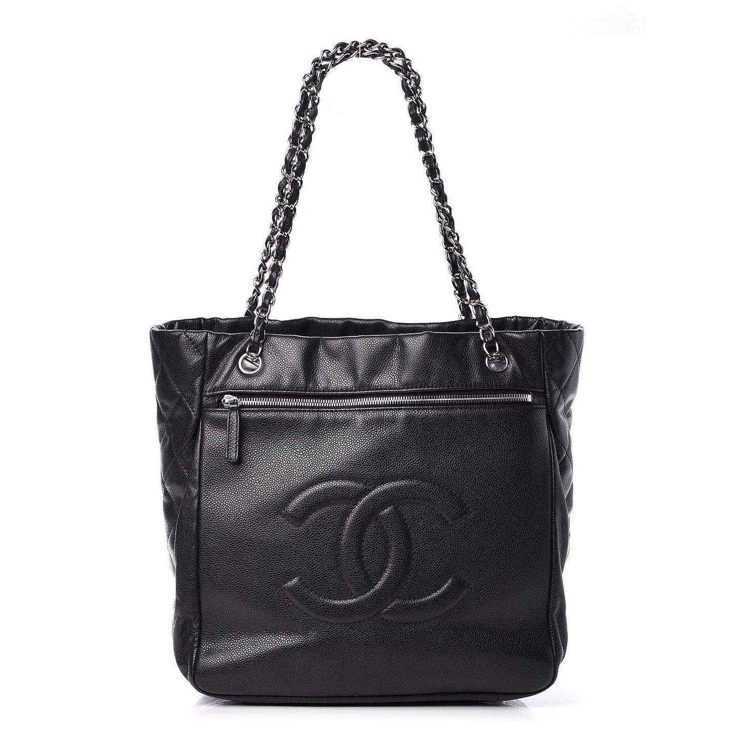Soft Caviar Large Timeless CC Shopping Tote Black