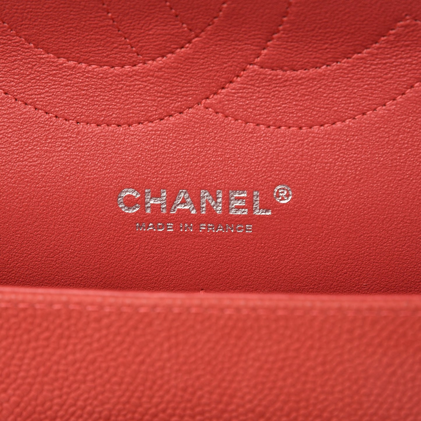 Iridescent Caviar Quilted Jumbo Double Flap Coral