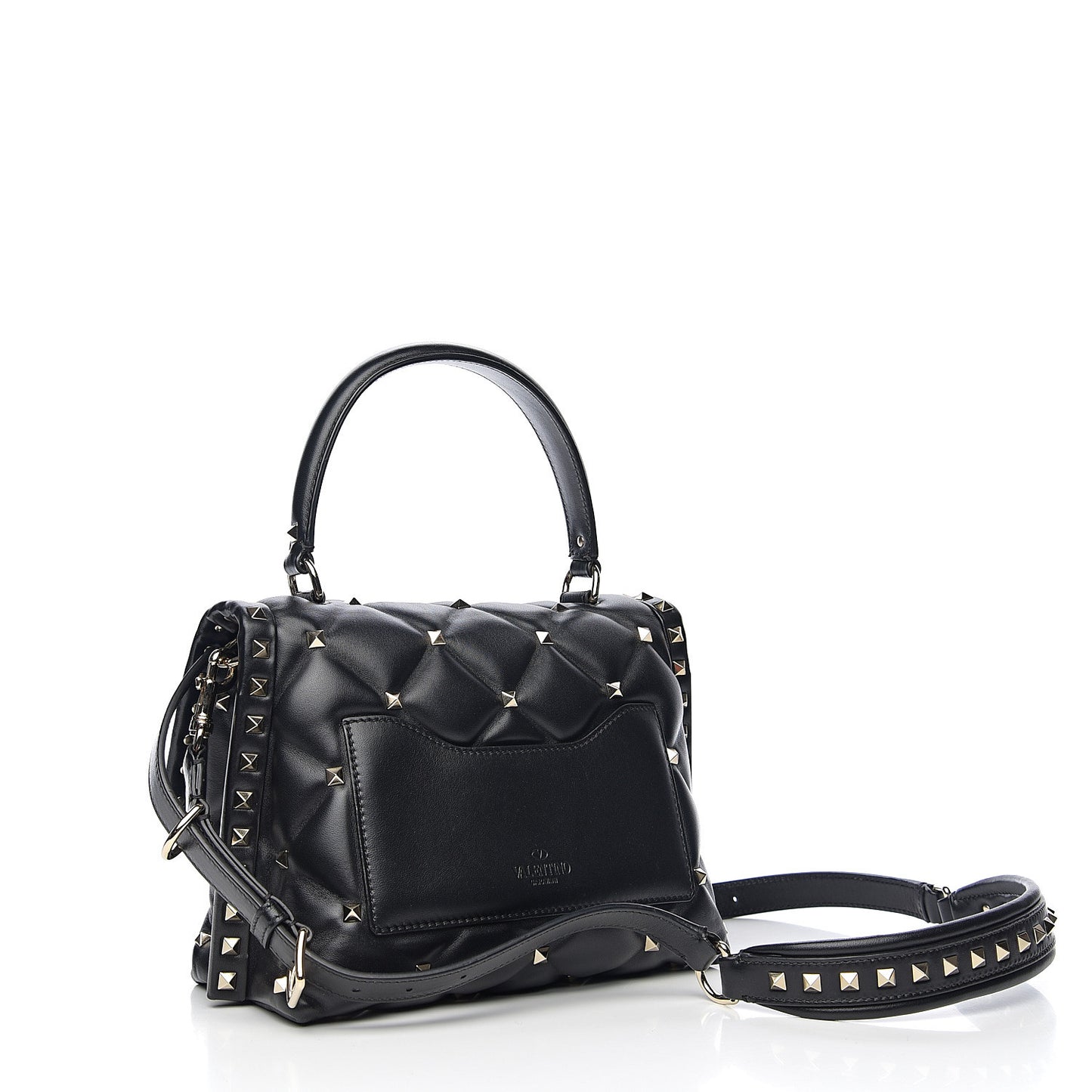 Lambskin VLTN Print Candystud Top Handle Bag Black