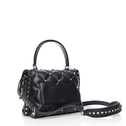 Valentino Garavani Lambskin VLTN Print Candystud Top Handle Bag Black 2 of 9