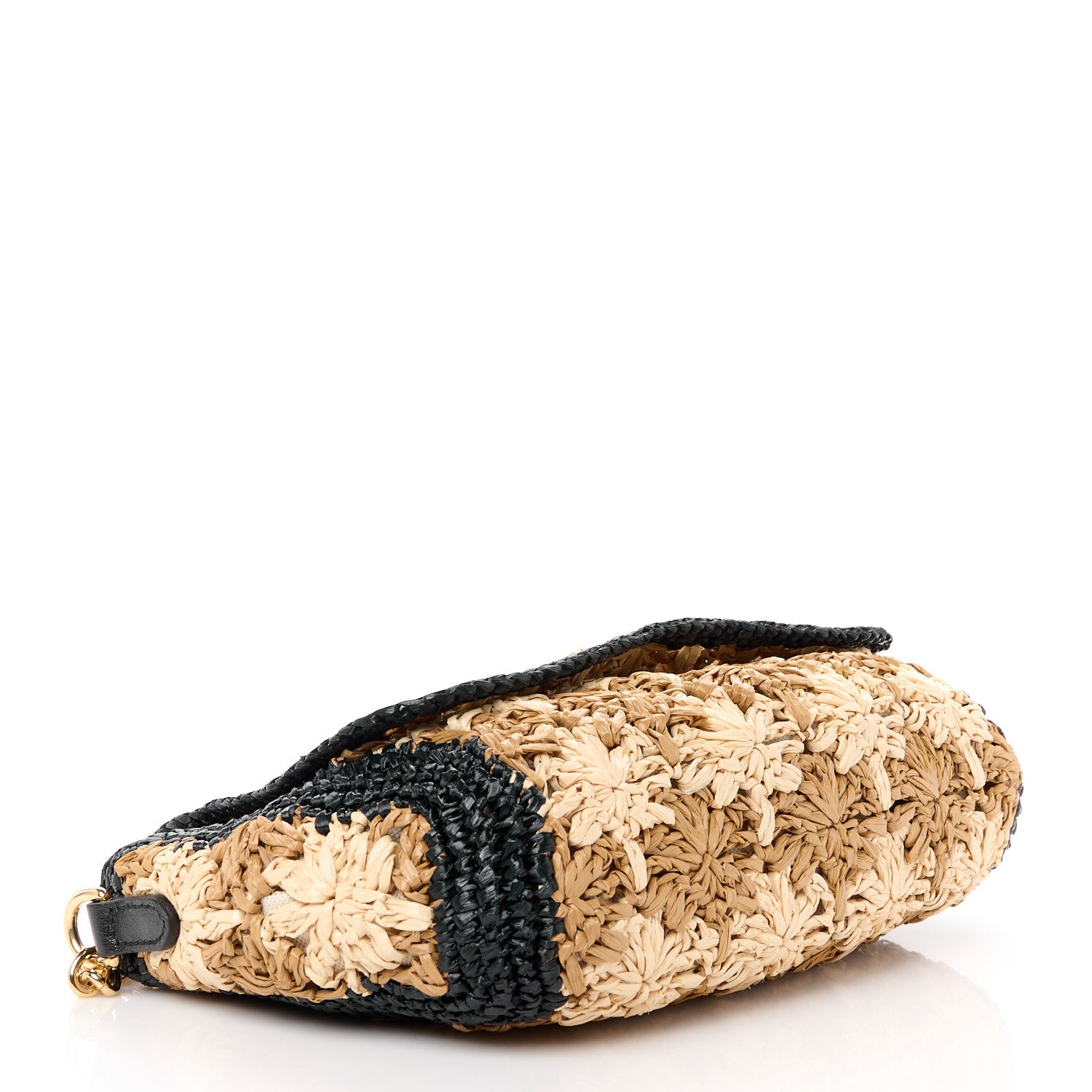Gucci Raffia Azalea Calfskin Crochet Flower Small GG Marmont Shoulder Bag Natural Ecru Black 4 of 11