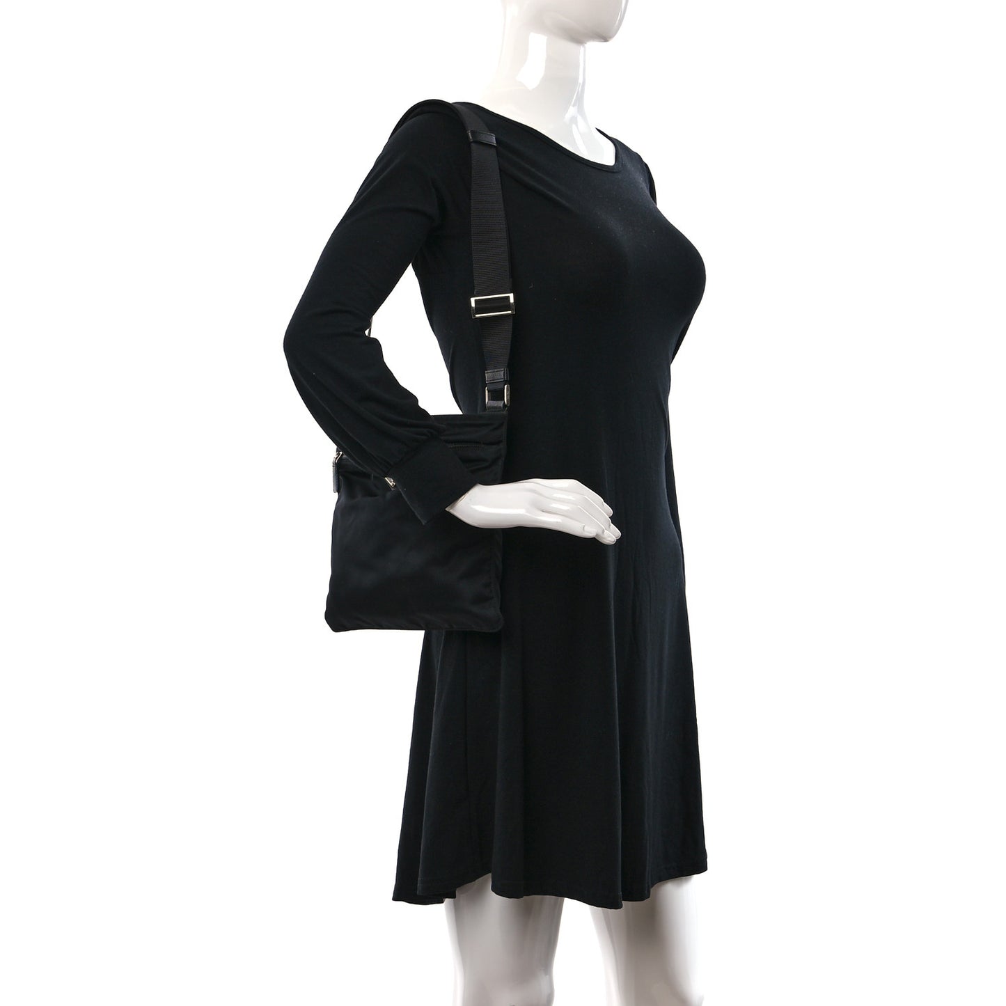 Nylon Vela Flat Messenger Bag Black