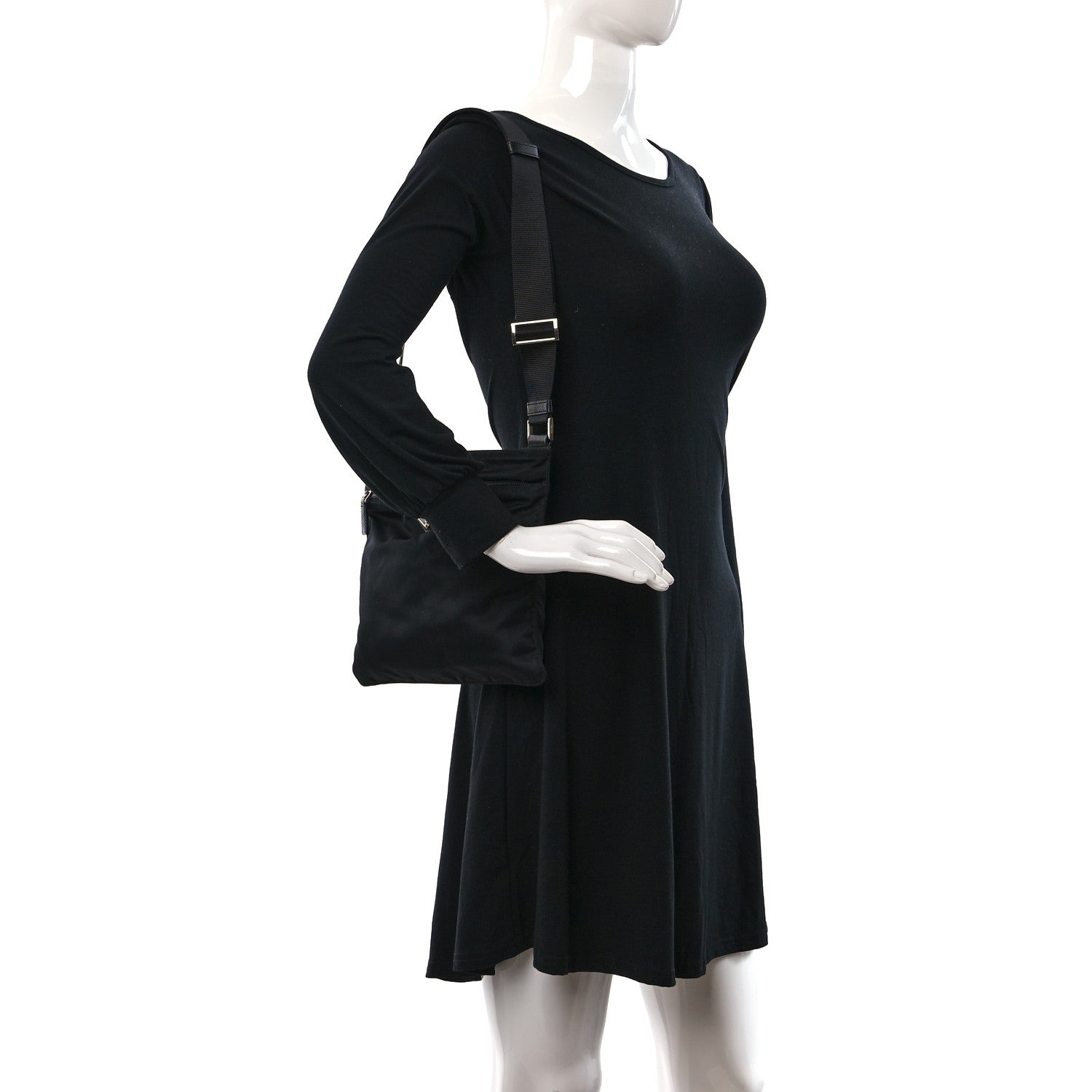 Prada Nylon Vela Flat Messenger Bag Black 2 of 10