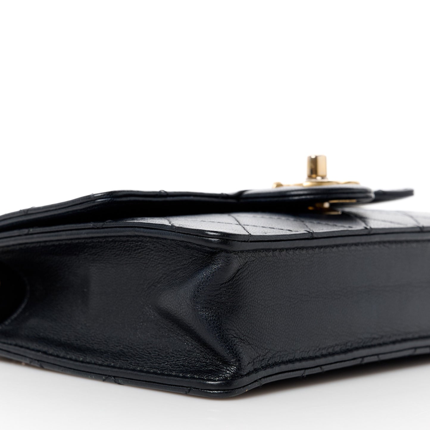 Lambskin Quilted Small Chic Pearls Flap Black
