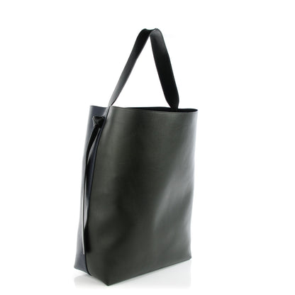 Celine Shiny Smooth Calfskin Oversized Bi-Color Twisted Cabas Navy Dark Green 6 of 11