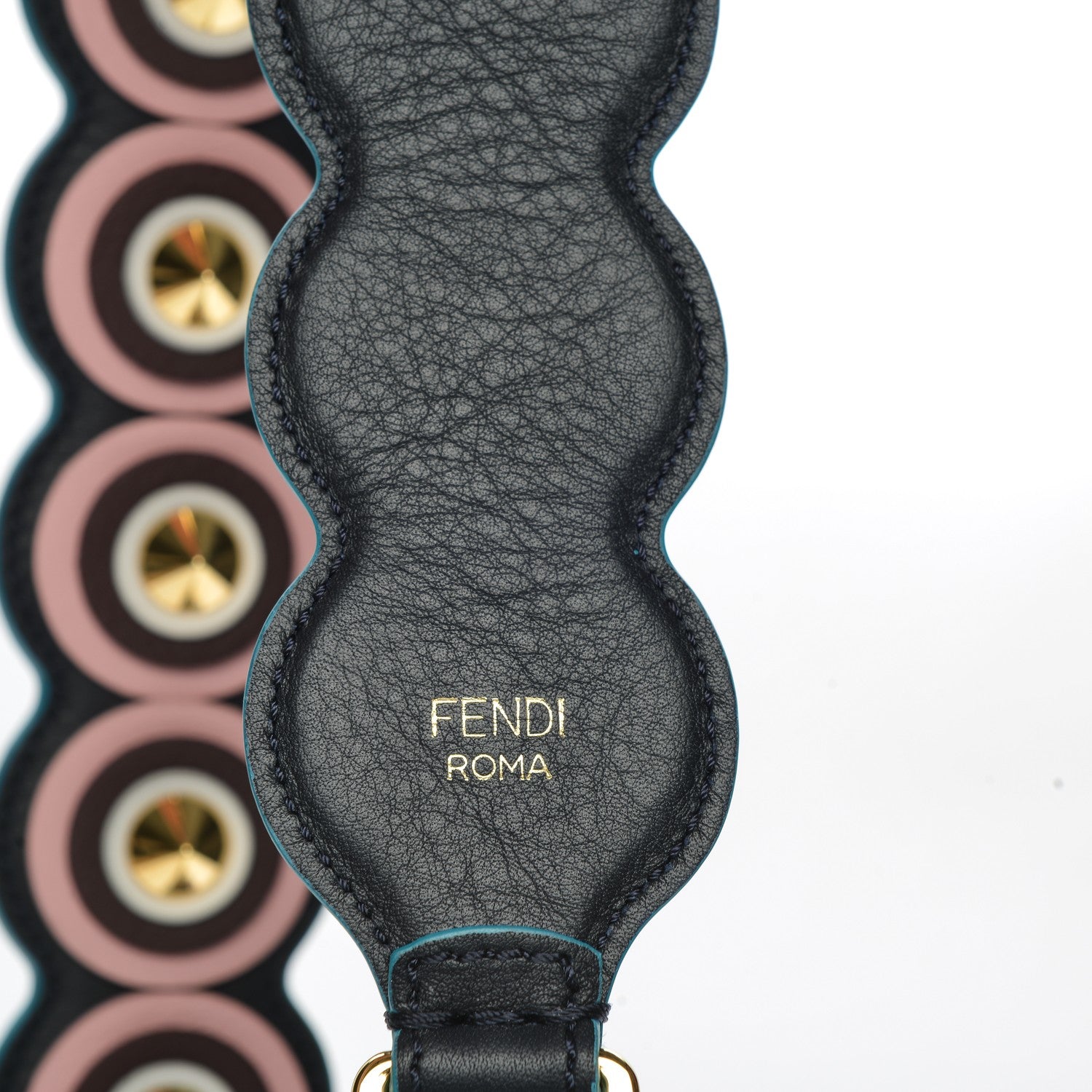 Fendi Vitello Dolce Spike Studded Circle Strap You Blue Notte Multicolor 3 of 3