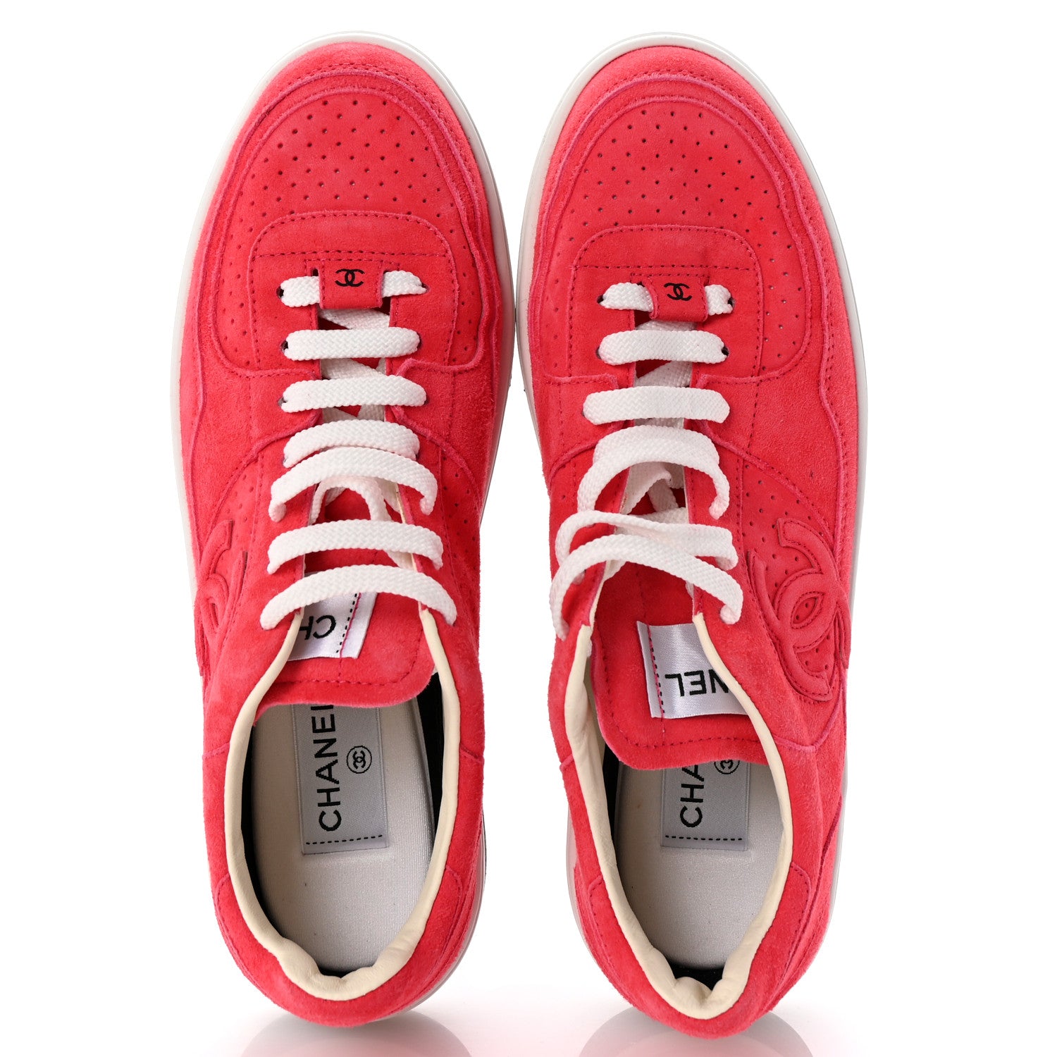 Chanel Suede Womens CC Sneakers 40.5 Fuchsia 2 of 9