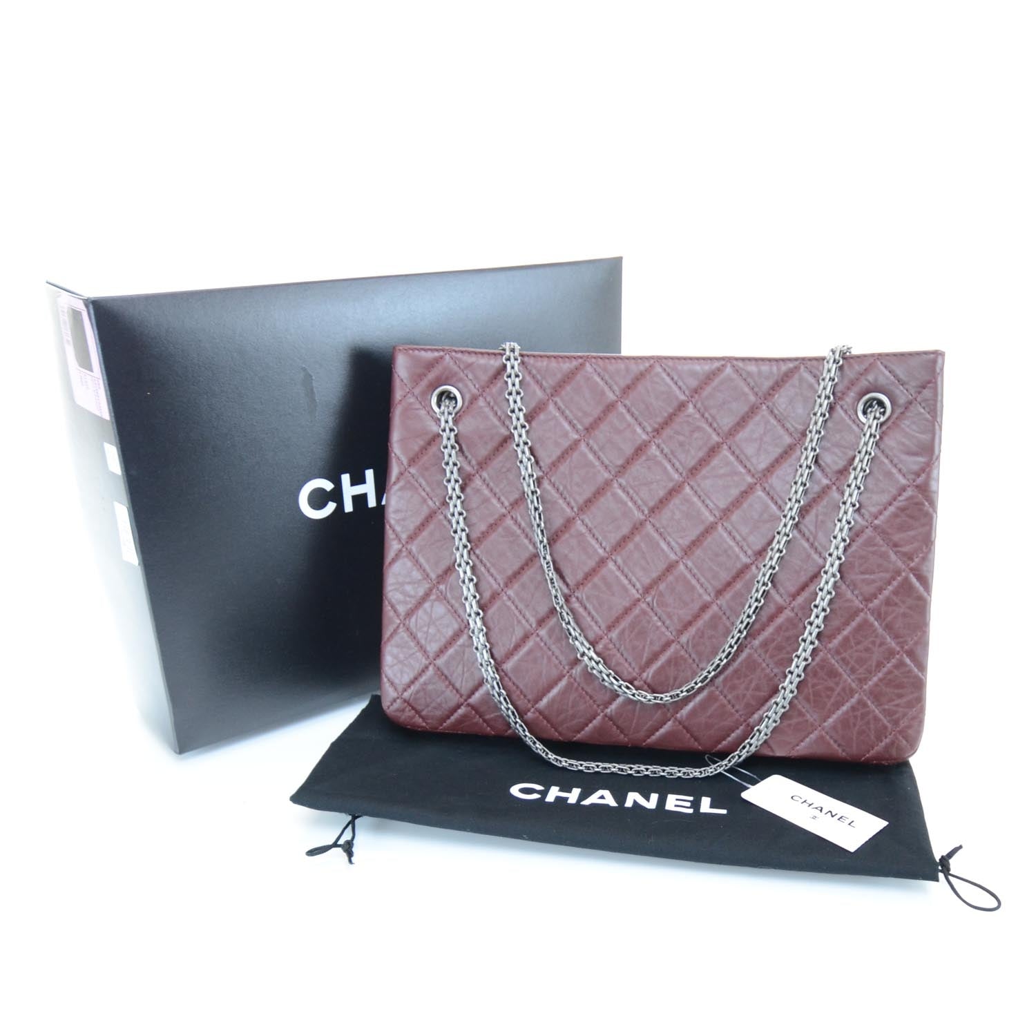 Chanel Aged Calfskin Reissue 2.55 Tote Bordeaux 3 of 12