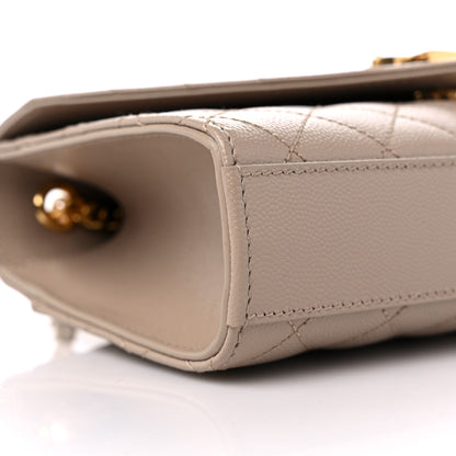 Saint Laurent Grain De Poudre Textured Mixed Matelasse Triquilt Small Monogram Satchel Dark Beige 8 of 9