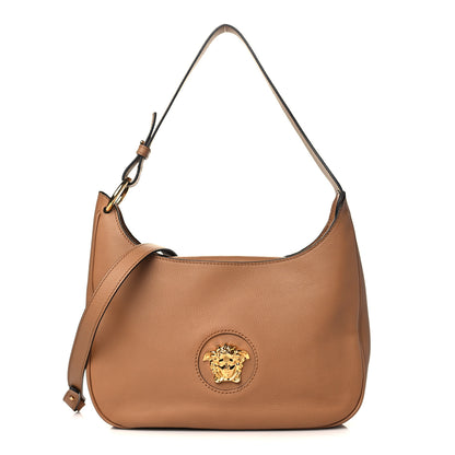 Versace Calfskin La Medusa Medium Hobo Crossbody Brown 1 of 5