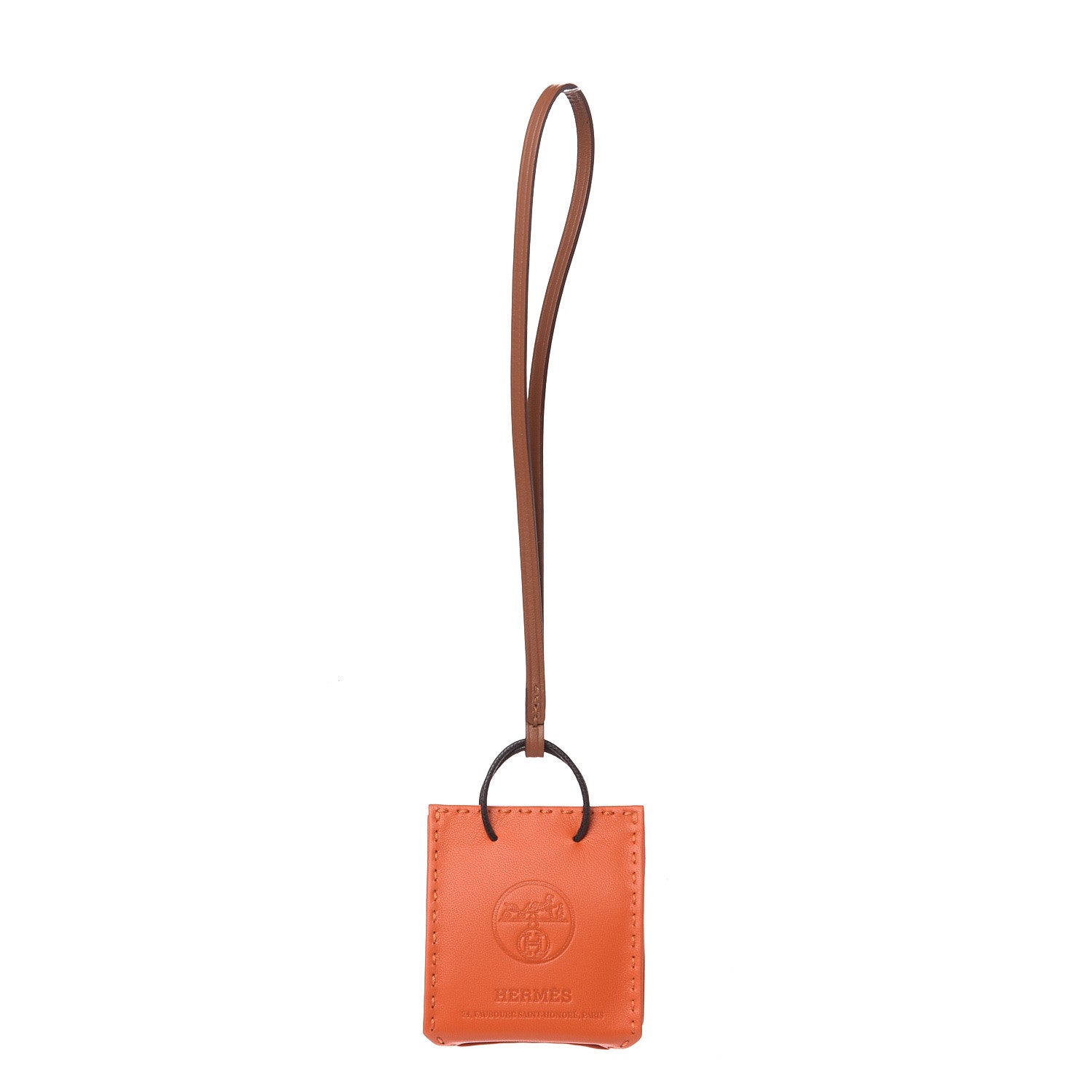 Hermes Milo Lambskin Swift Shopping Bag Charm Feu Gold 1 of 4