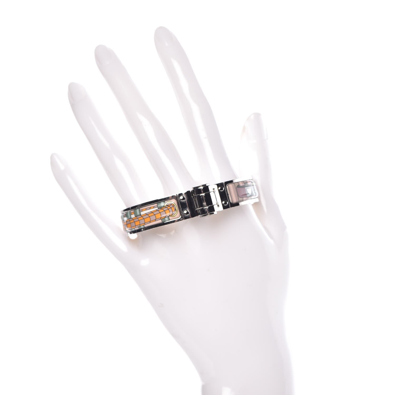 Hermes Enamel Printed Narrow Colliers De Chiens Hinged Bracelet S 2 of 4