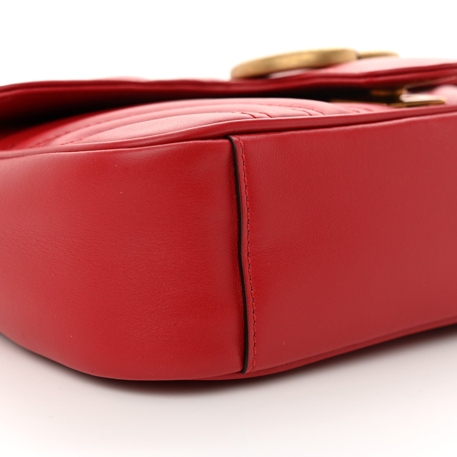 Gucci Calfskin Matelasse Mini GG Marmont Shoulder Bag Hibiscus Red 9 of 10