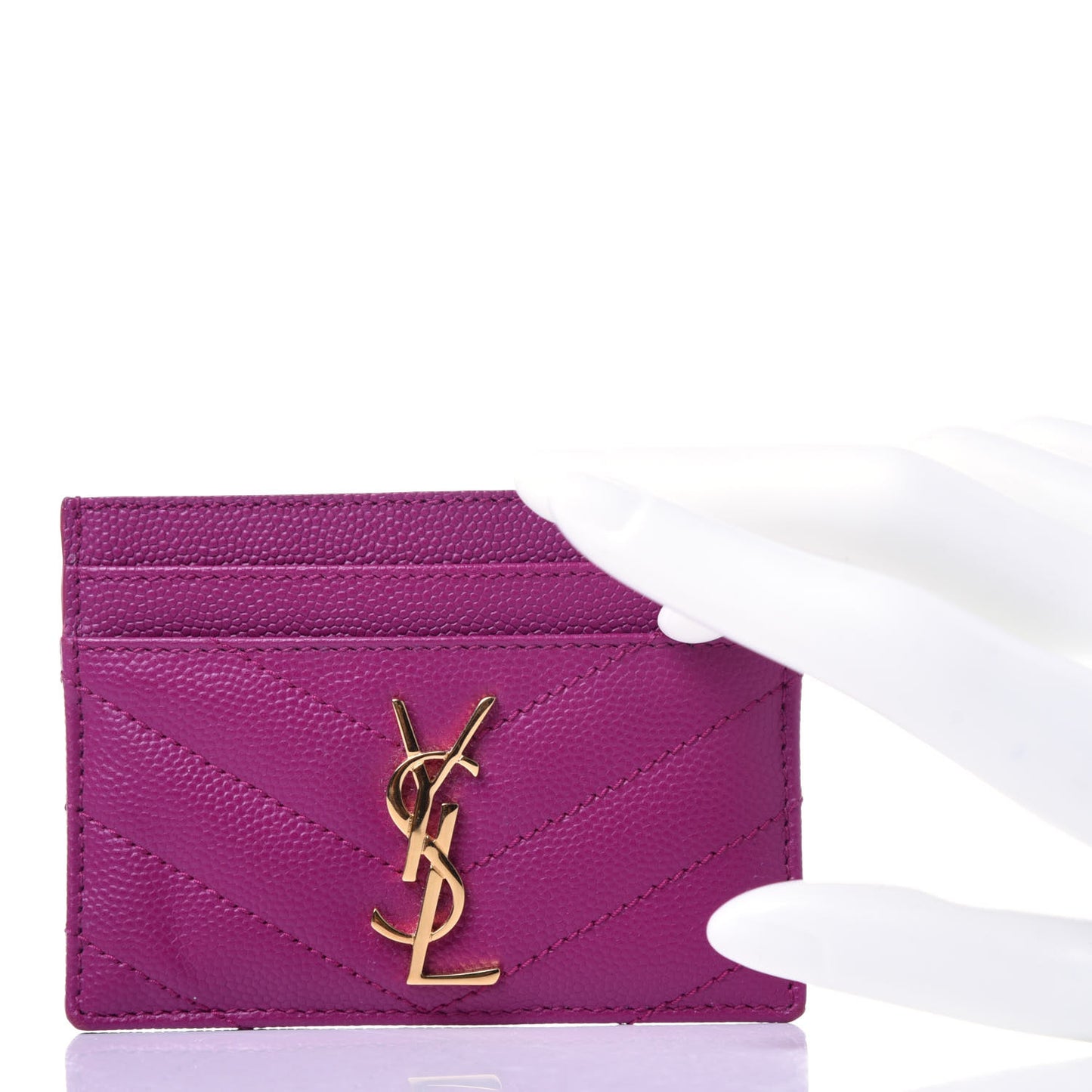 Grain De Poudre Matelasse Chevron Monogram Credit Card Case Dark Grape
