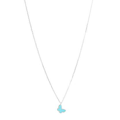 Van Cleef & Arpels 18K White Gold Turquoise Sweet Alhambra Butterfly Pendant Necklace 1 of 7