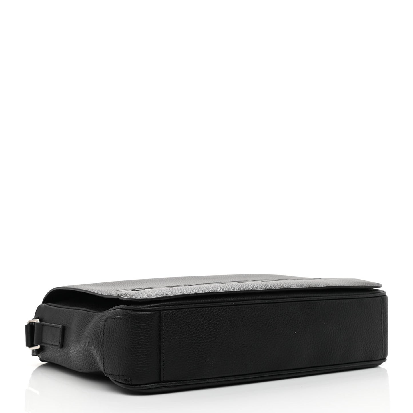 Grainy Calfskin Embossed Bruno Messenger Black