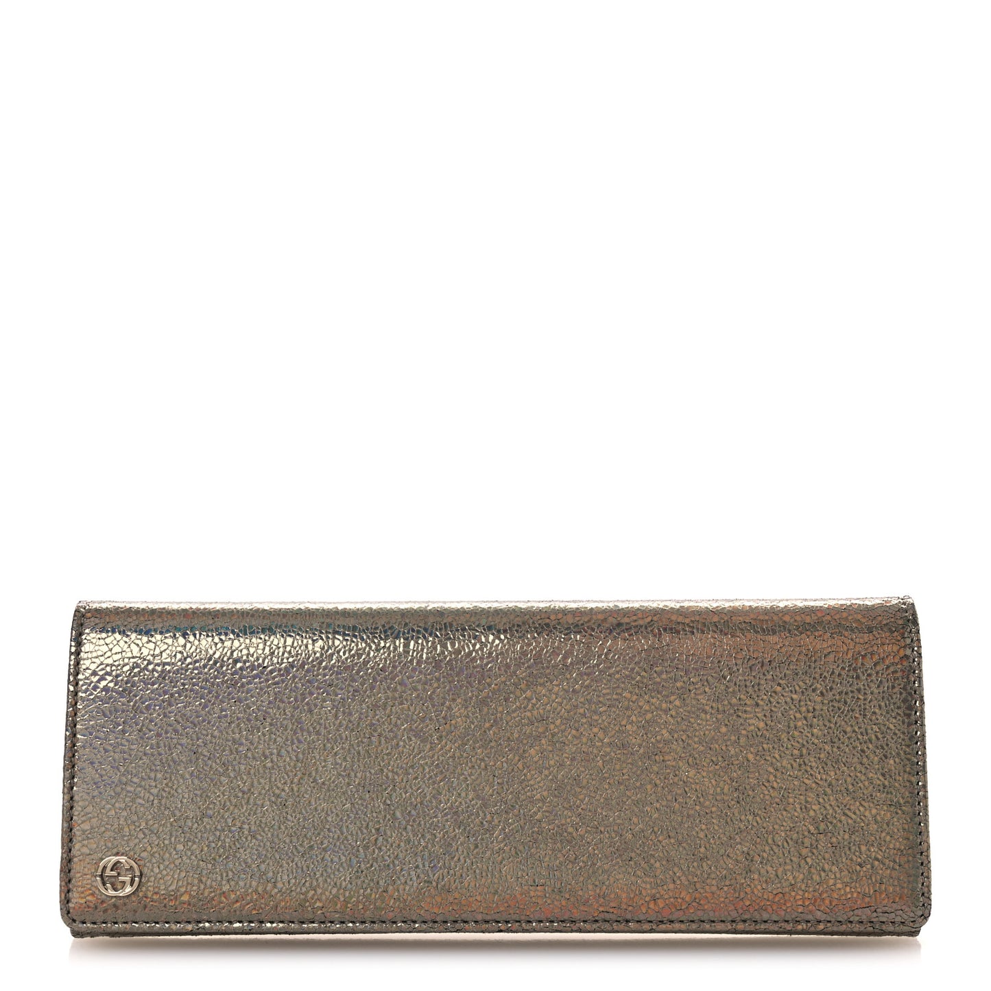 Metallic Crackled Calfskin Broadway Clutch Salmone