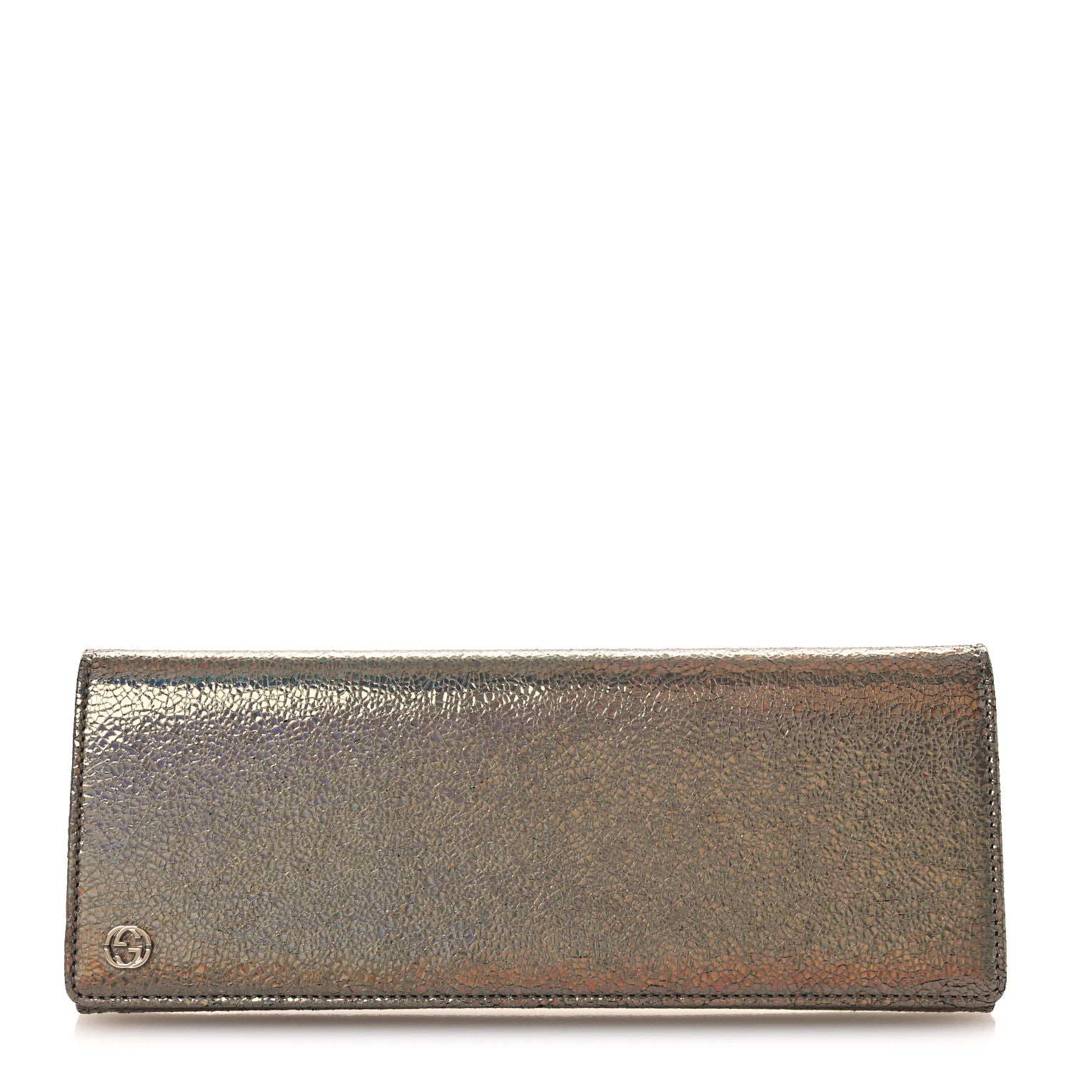 Gucci Metallic Crackled Calfskin Broadway Clutch Salmone 1 of 8