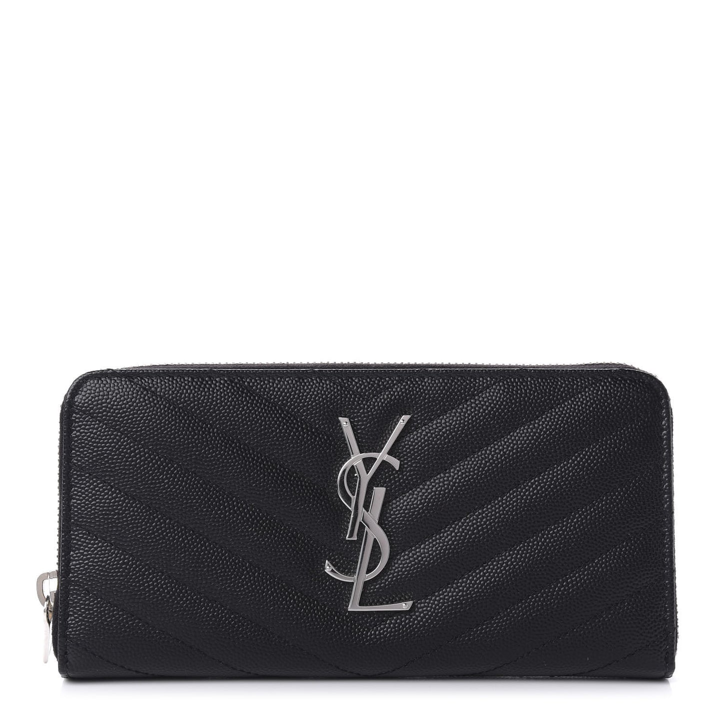 Grain De Poudre Matelasse Chevron Monogram Zip Around Wallet Black