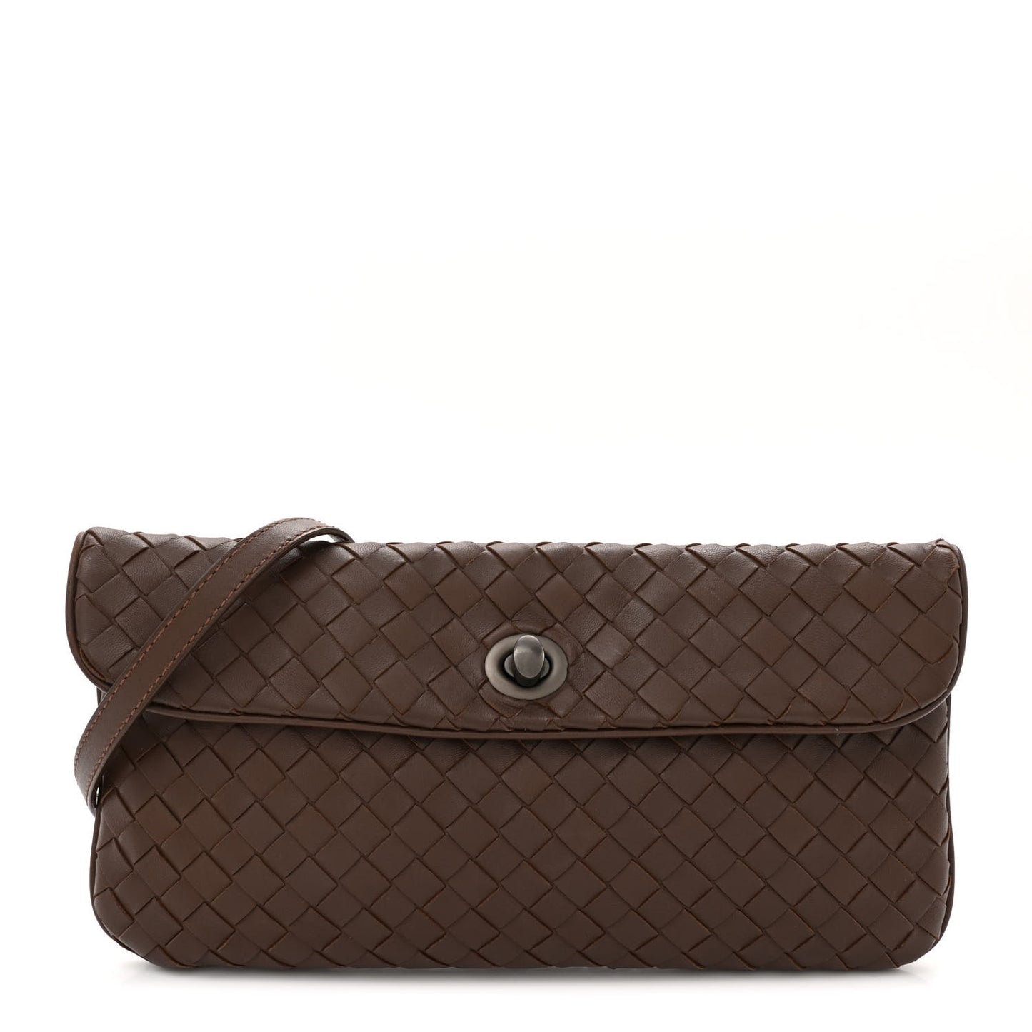 Nappa Intrecciato Mini Turn-Lock Crossbody Ebano
